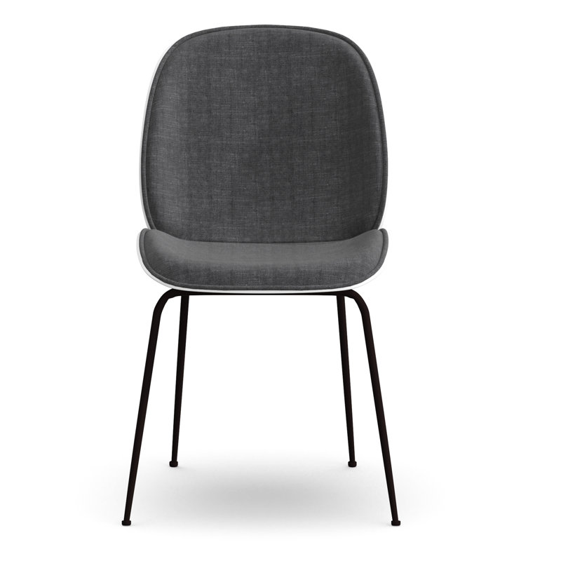 17.5'' H Velvet Upholstered Side Chair, White/Gray