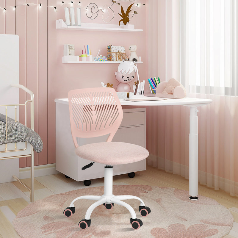 Chaise de bureau ergonomique à roulettes Ebern Designs, Morandi rose