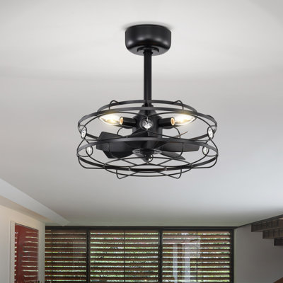 Maeve Caged Lighted Ceiling Fan Fandelier 7-Blade Remote Control