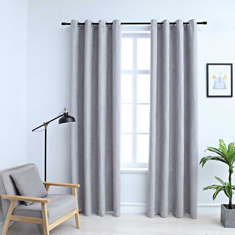 Azurah Blackout Curtain Pair, Width 140 x Drop 245cm, Grey