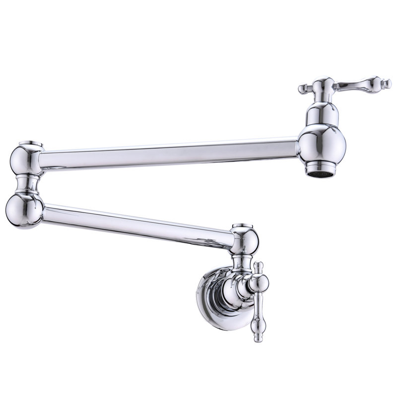 Pot Filler Faucet Wall Mount, Double Joint Swing Arms, Scratch- & Rust-, 100% Brass For Kitchen Durability And Cleanliness Mount Faucet, Scratch-, Rust-, Simple Cleaning Routine
