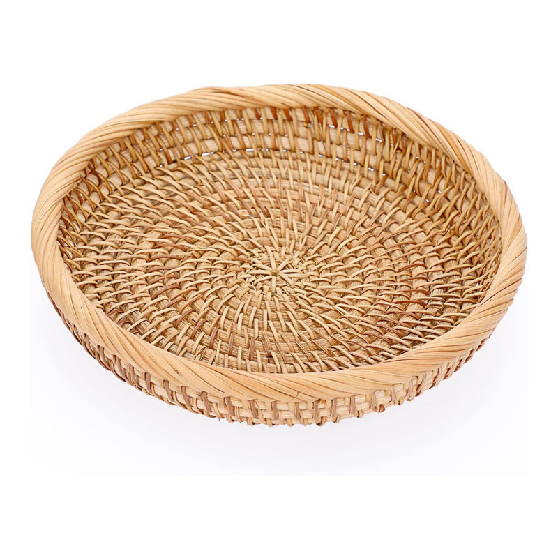Petit panier en osier tressé - Rangement rond 7,6 po pour clés