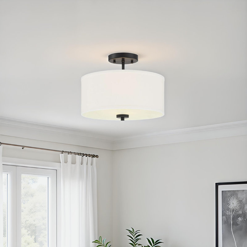 Plafonnier noir mat 2 lumières Ralston, Noir mat