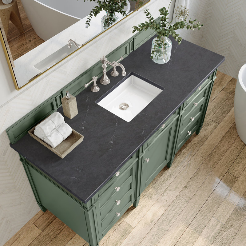 Brittany 60'' W Single Vanity, Charcoal Soapstone, Smokey Celadon, 8" Widespread