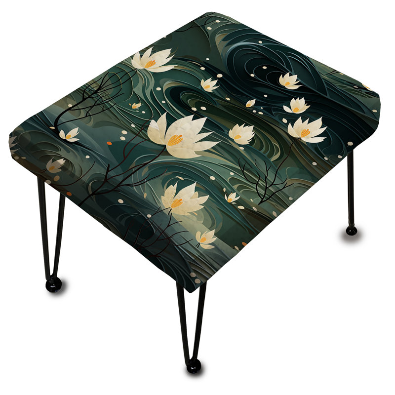 Repose-pieds blanc et vert Lotus Zen