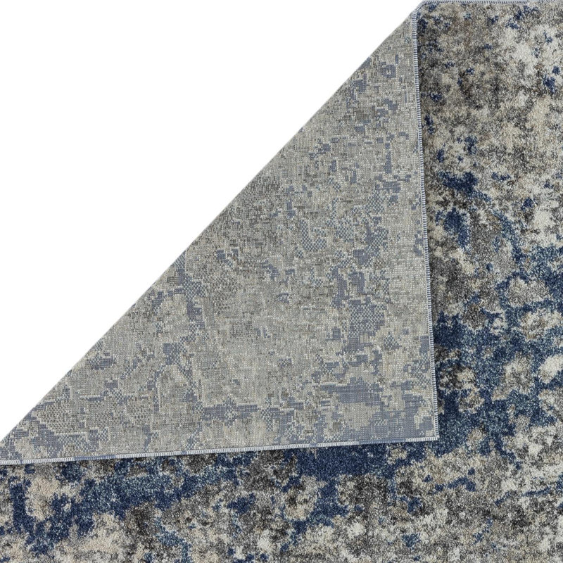Tapis bleu en polypropylène tissé à la machine Alga, Rectangle 8 pi x 10 pi