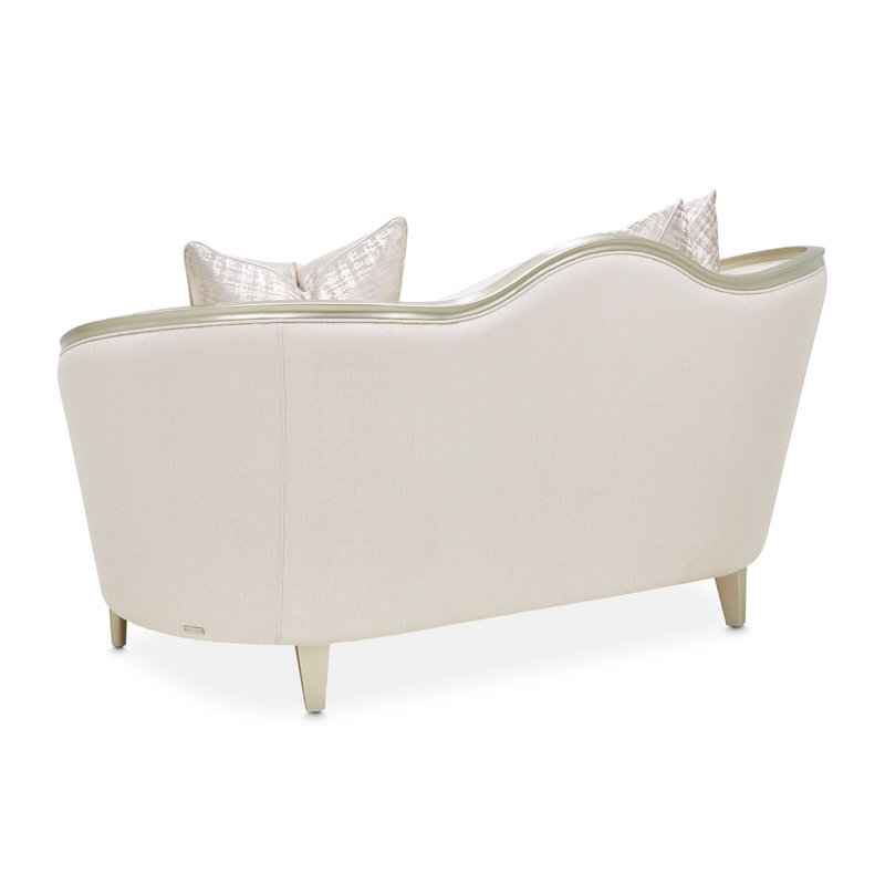 Villa Cherie 71'' Round Arm Loveseat, Pearl 100% Polyester