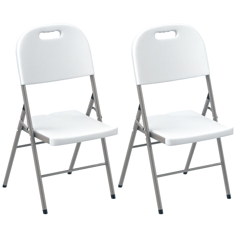 Folding Garden Chair, Set of 2 Outdoor Chairs White