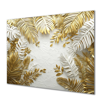 Golden Cream Palms Reunion I - Palm Trees Metal Wall Art For Living Room