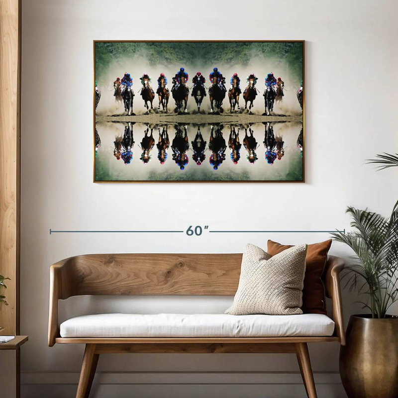 Sport de course de chevaux, Cadre flottant doré, 43 po x 29 po