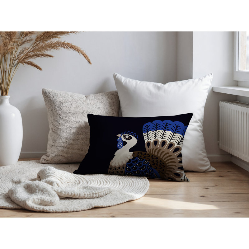 Oreiller rectangulaire réversible intérieur / extérieur Adini, Rectangle H 14 po x l 20 po, Marine