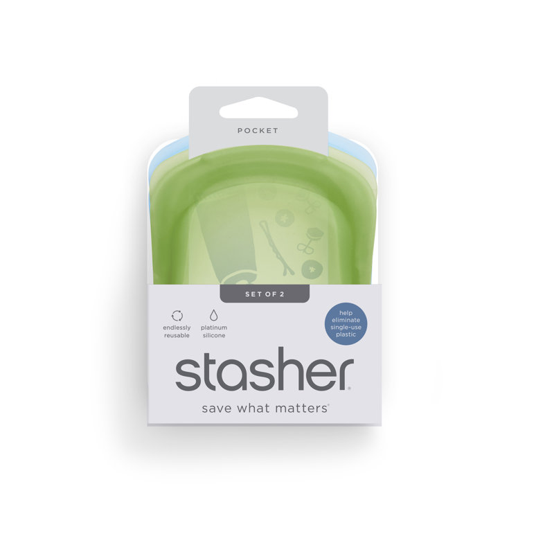 Stasher Pocket Bag, Green/Blue