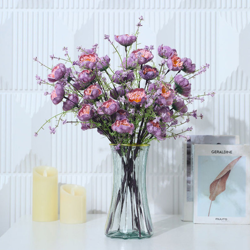 6Pcs Artificial Flower Arrangements, Rhododendron Artificial Flowers, Living Room Dining Table Dry Decorative Flower Bouquets