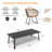 8 - Person Rectangular Aluminum Dining Set with Beige Removable Cushions and Umbrella Hole (Set of 9)-900875018
