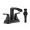 Matte Black Bathroom Faucet - 4 Inch Centerset Waterfall Faucet With 2 Handles, 360 Degree Swivel Spout, 3 Hole Sink, Pop Up Drain