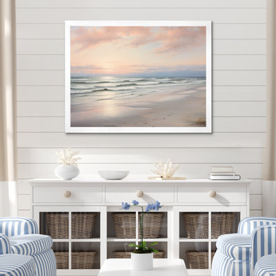Beach Serenity Gentle Pink Pastel Sunrise - Coastal Beach Canvas Print