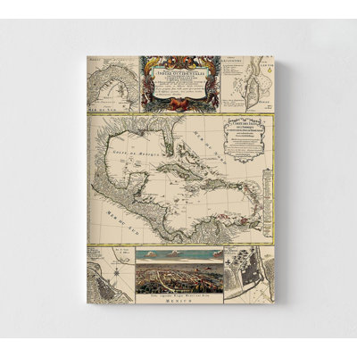 Golfe du Mexique, Caraïbes - Homann 1817, ancienne carte du Mexique, affiche de l'Amérique centrale, carte antique de la culture mexicaine, décor des Caraïbes