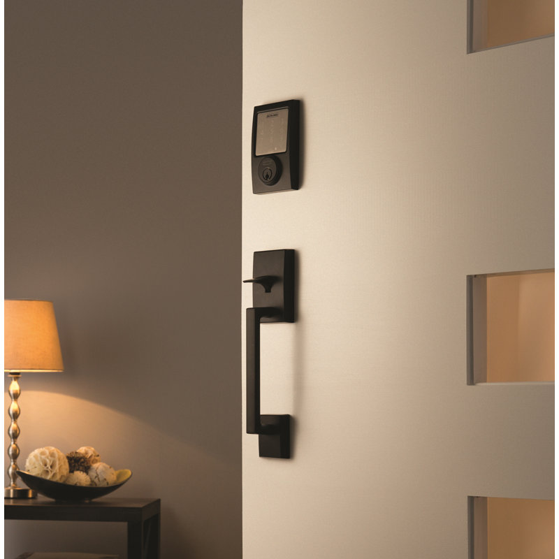 Escutcheon Single Cylinder Electronic Deadbolt with Bluetooth Capability, Matte Black