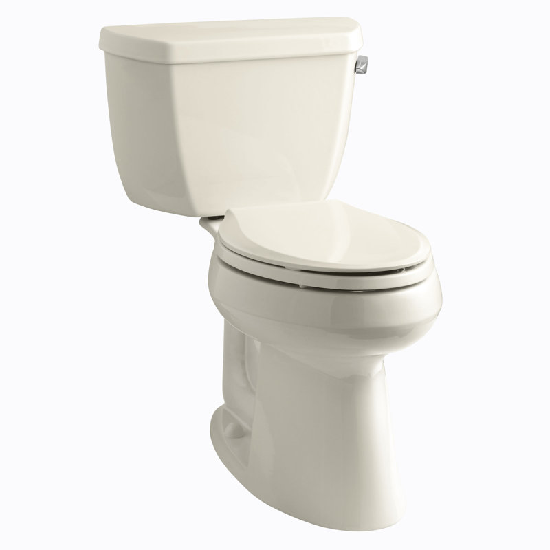 Toilette allongée deux pièces écoénergétique 1,28 GPF Highline (siège non inclus), Amande, Côté gauche
