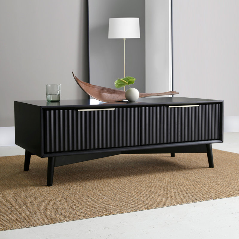Four Leg Coffee Table with Storage, Black