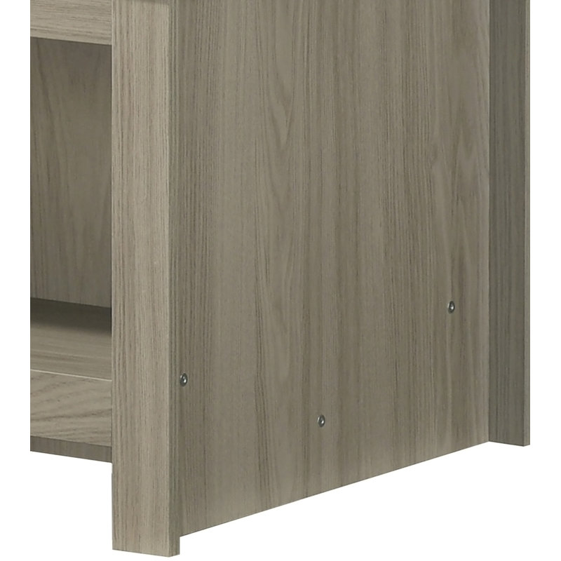 Table basse en chêne gris avec tablettes ouvertes à l'avant et à l'arrière Nyla