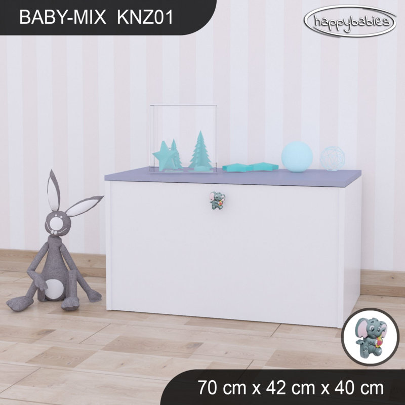 Baby Mix Toy Storage Bench, Grey/White/Grey