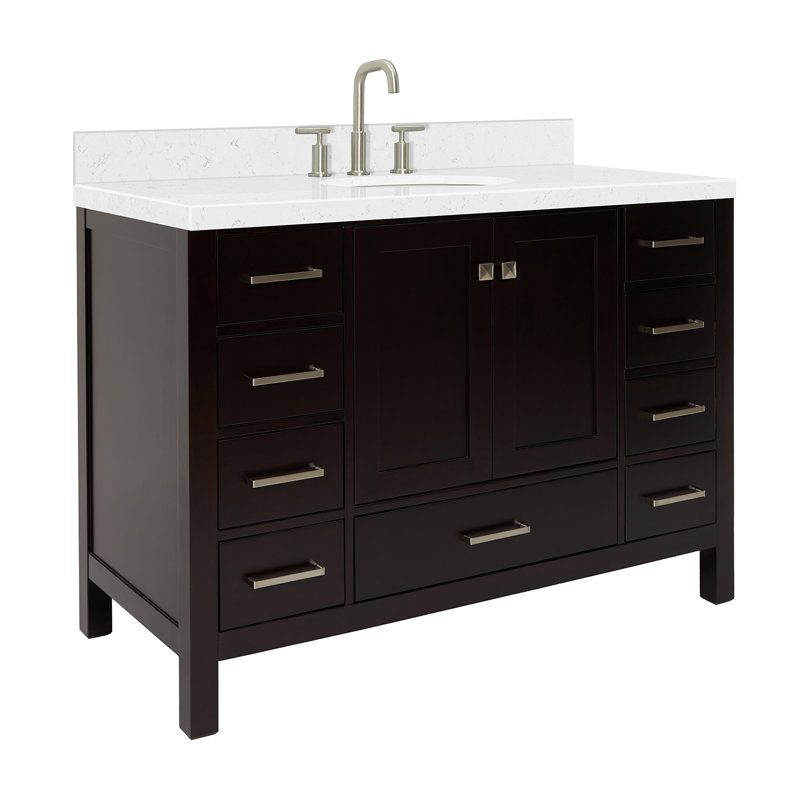 Cambridge 48.25'' Single Bathroom Vanity with Carrara Quartz Top, Espresso