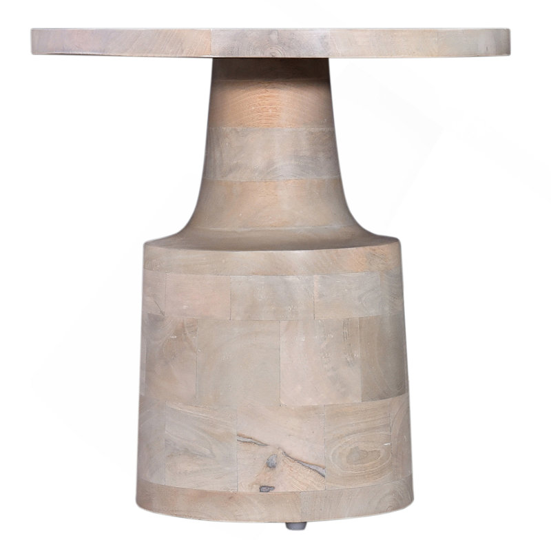 Table de bout contemporaine / ronde en bois, table d'appoint de salon, finition chêne blanc, brun clair