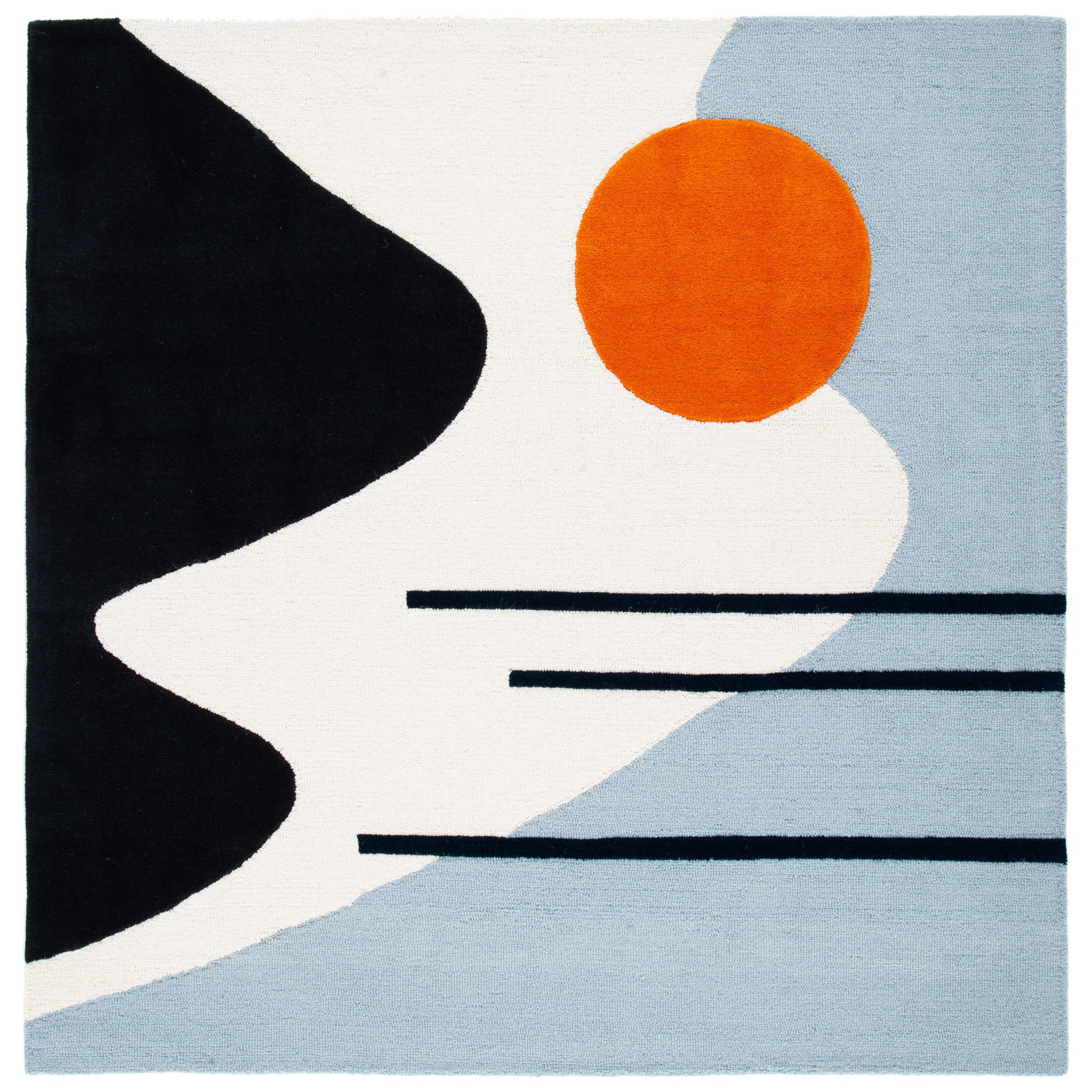 Felipe Wool Ivory / Blue Rug, Square 8'