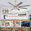 Ventilateur de plafond en cage 72 po avec lumières Mazie, grand ventilateur de maison de campagne avec télécommande pour le salon, ventilateur de lustre à moteur à courant continu réversible à 6 vitesses-378139365