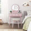 Magnifique commode avec miroir et tabouret, avec éclairage à DEL et tiroirs de rangement pour les chambres à coucher modernes.-267989162