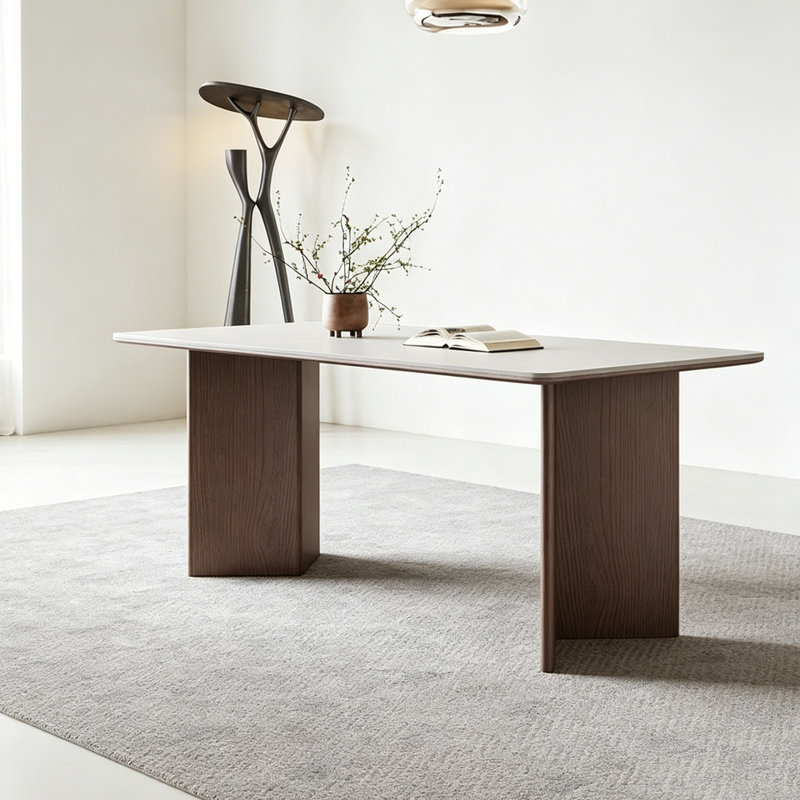 Table en pierre frittée blanche Wabi-Sabi, H 29,5 po x l 63 po x P 31,5 po