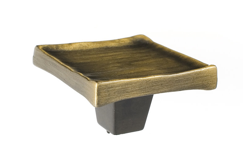 Forged 3 Square Knob, 2" H x 2" W x 1" D, Antique Brass