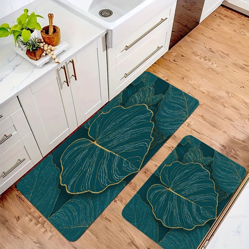 Ensemble de 2 tapis de cuisine bleu sarcelle