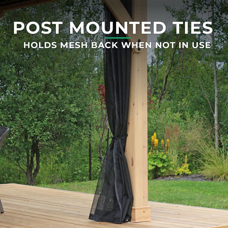 10' x 10' Meridian Pavilion Mosquito Mesh Kit  Premium Phifer UV-Resistant Mesh with Easy Glide Tracks and Full-Length Zippered Panels