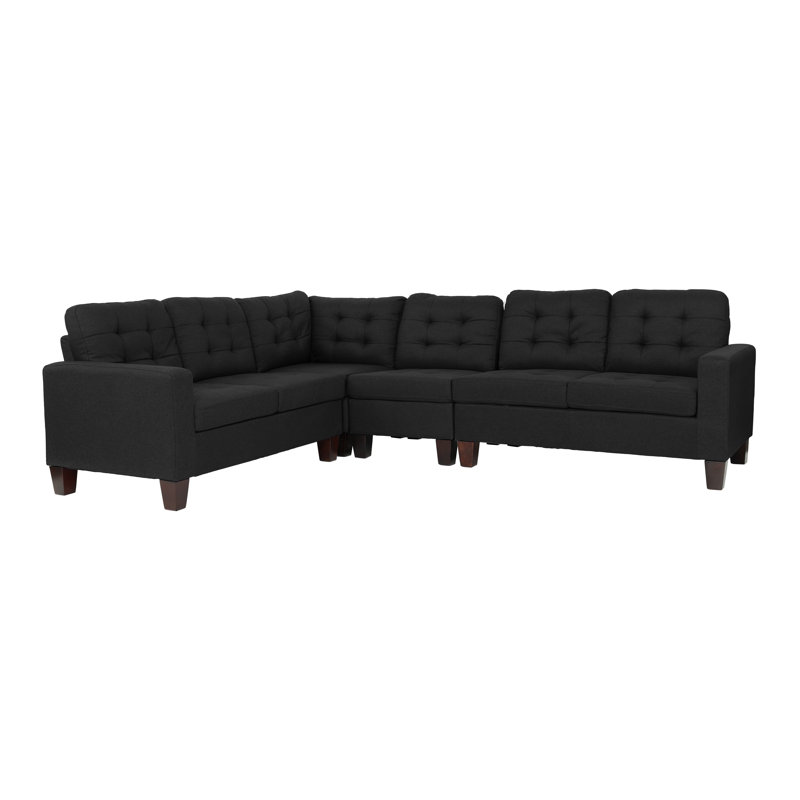 Canapé modulaire rembourré 4 pièces 4 pièces, Tissu noir