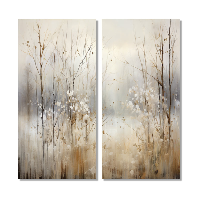 «Winter Meadow View Calmness II», art mural sur toile gris traditionnel, 32" H x 32" W, Wrapped Canvas, Does Not Apply