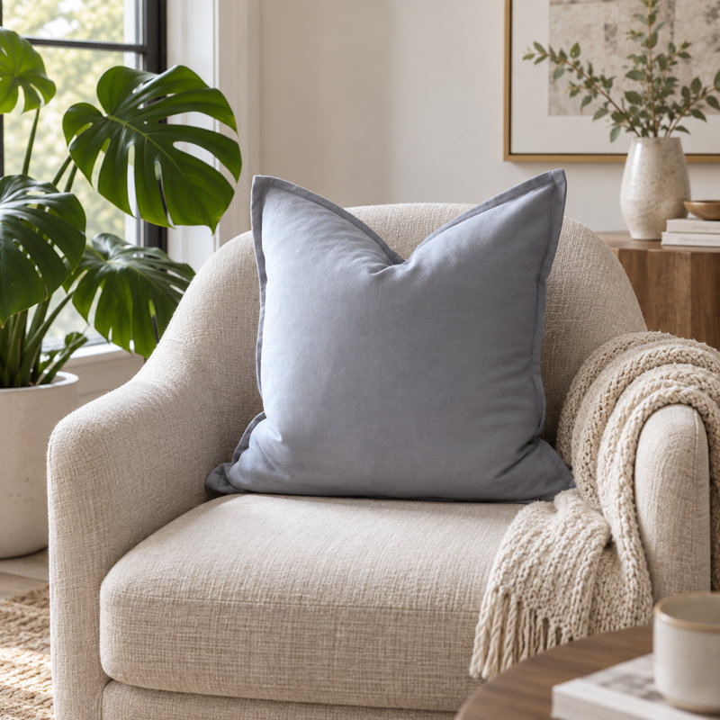  Housse de coussin en coton uni, Gris