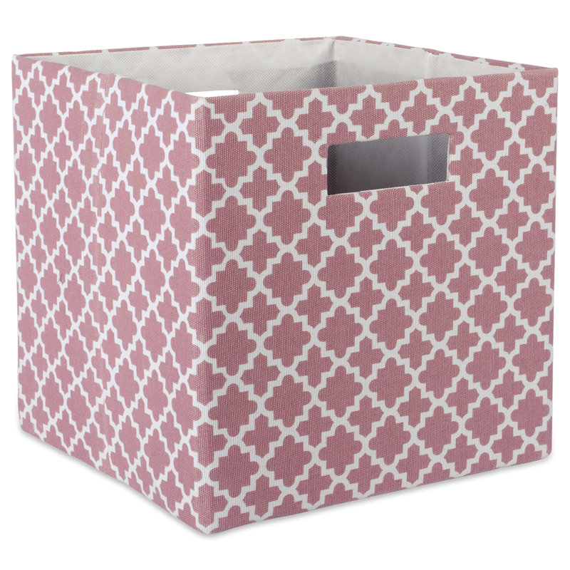 Cube en tissu treillis, Rose, H 13 po x l 13 po x p 13 po