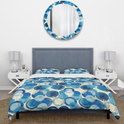 Ensemble de housse de couette bleu beige Midcentury Circles V - Midcentury