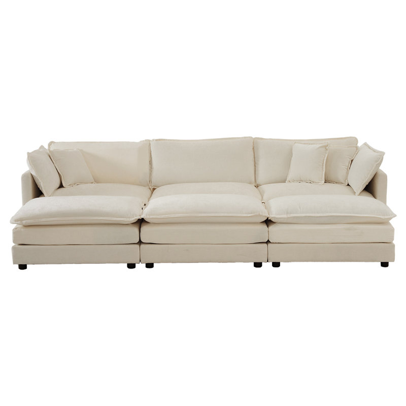 Canapé modulaire confortable en U à assise profonde modulaire et réversible avec 3 repose-pieds, Beige