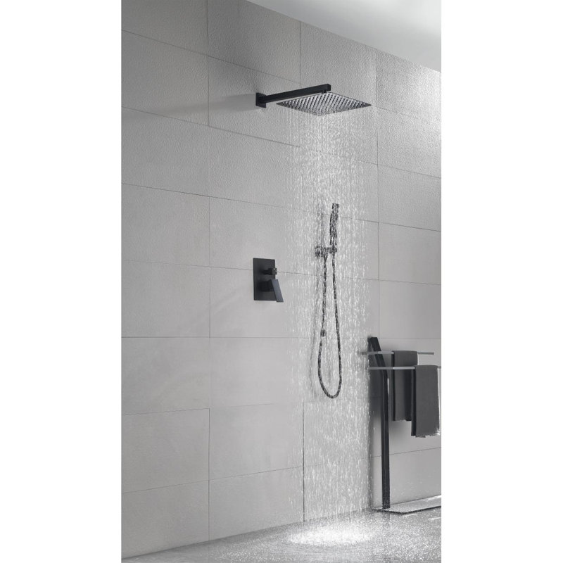 Douche de pluie 12 po, Noir mat