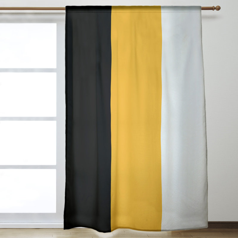 Striped Room Darkening Rod Pocket Single Curtain Panel, Pittsburgh Baseball Black/Gold/White