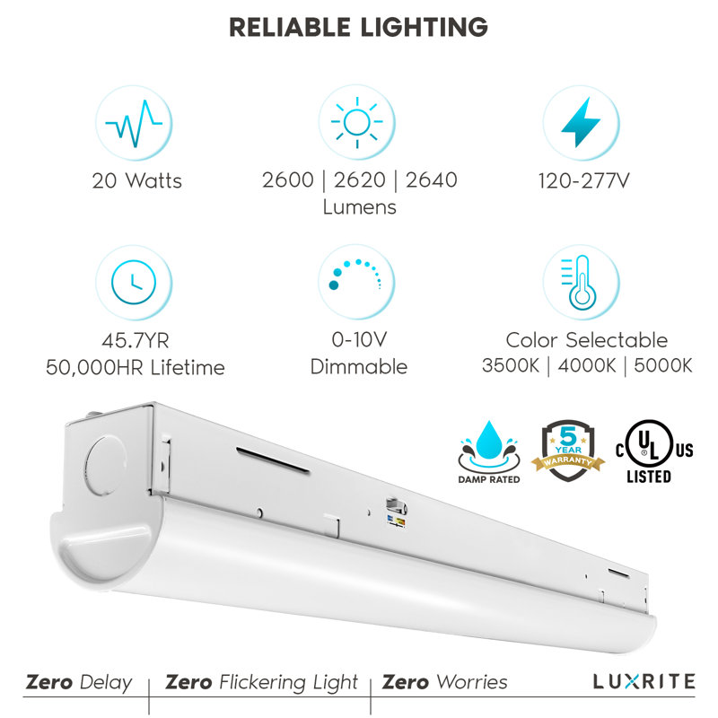 2' Slim Selectable CCT Linear LED Shop Light
