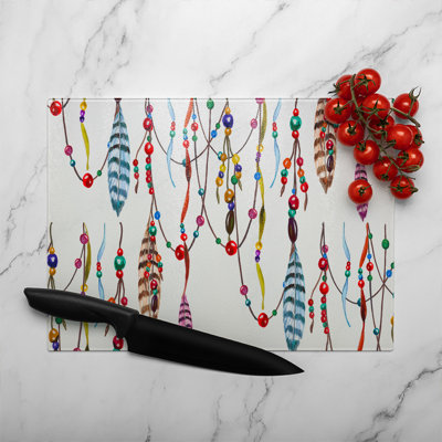 Ribbon & Bead Glass Chopping Board
