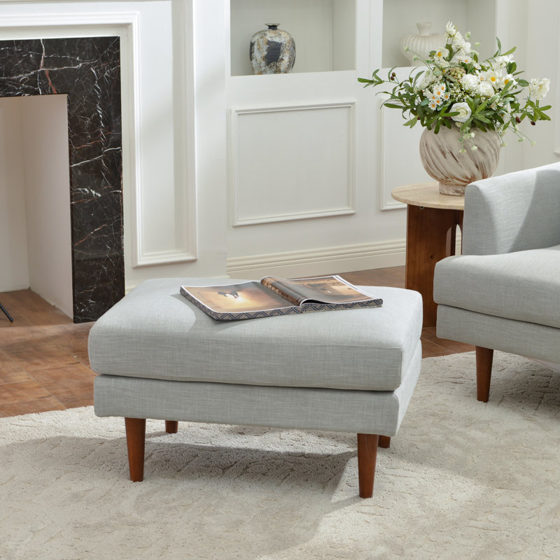 Miller Upholstered Ottoman, Light Gray, 19" H x 32" W x 23" D