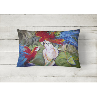 Menage-A-Trois Parrots Indoor/Outdoor Throw Pillow