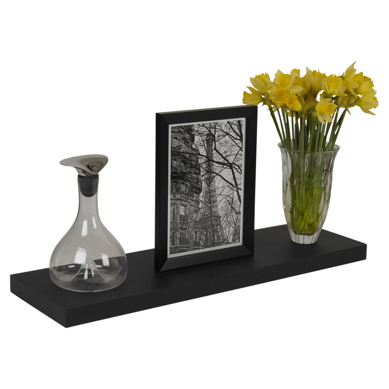 3 Piece Floating Shelf, 4cm H x 80cm W x 23.5cm D, Black