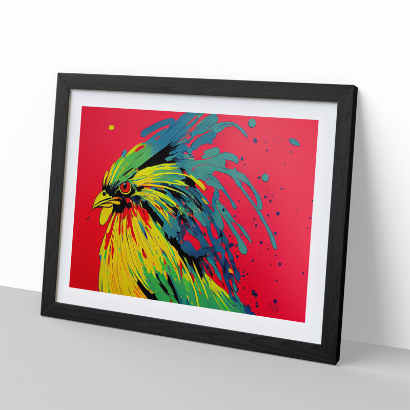 Rooster Splash Vol.1 Abstract - Single Picture Frame Print, 25cm H x 34cm W x 2cm D, Black Framed