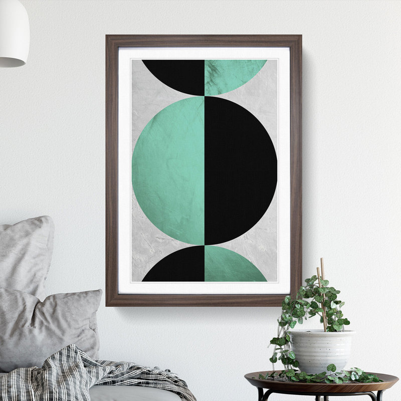 Spherial Abstract - Single Picture Frame Print on Wood, 65cm H x 48cm W x 2cm D, Walnut Framed